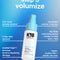 K18 hair volumizing spray bottle with product features on a blue background