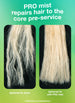 Pro mist repairs hair to the core pre-service. 
