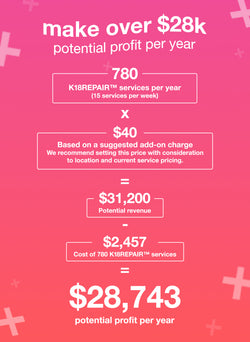 make over $28k per year in potential profit with the K18 Repair service. 
