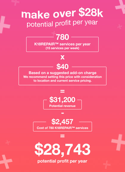 make over $28k per year in potential profit with the K18 Repair service. 
