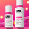 Two K18 HeatBounce hair care products on a colorful background