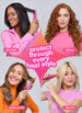 Four women using a hair styling tool with text indicating different heat styling tools.